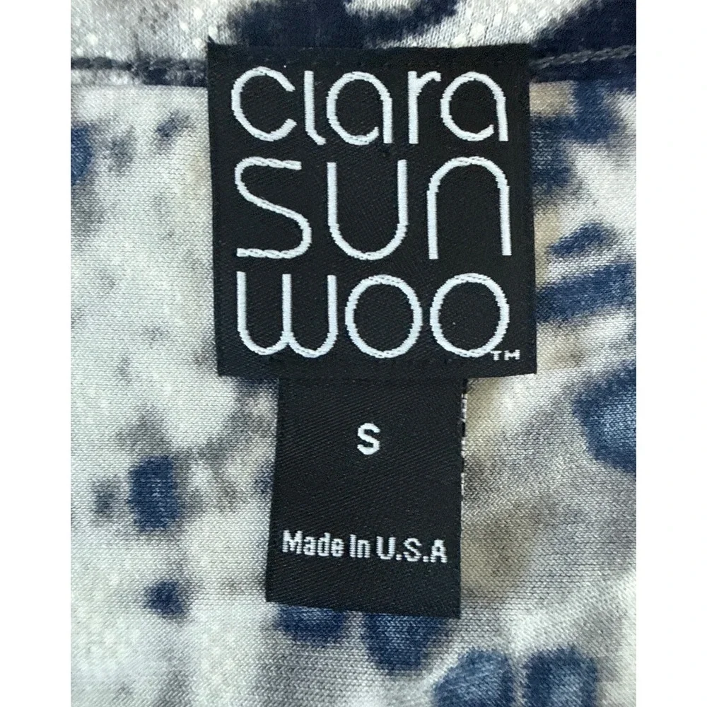 Clara Sun Woo Textured Side‎ Tie Top Circle Emblem Travel Fabric Size Small $125